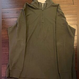 St. John's Bay Olive and Cream Half-Zip Sweater